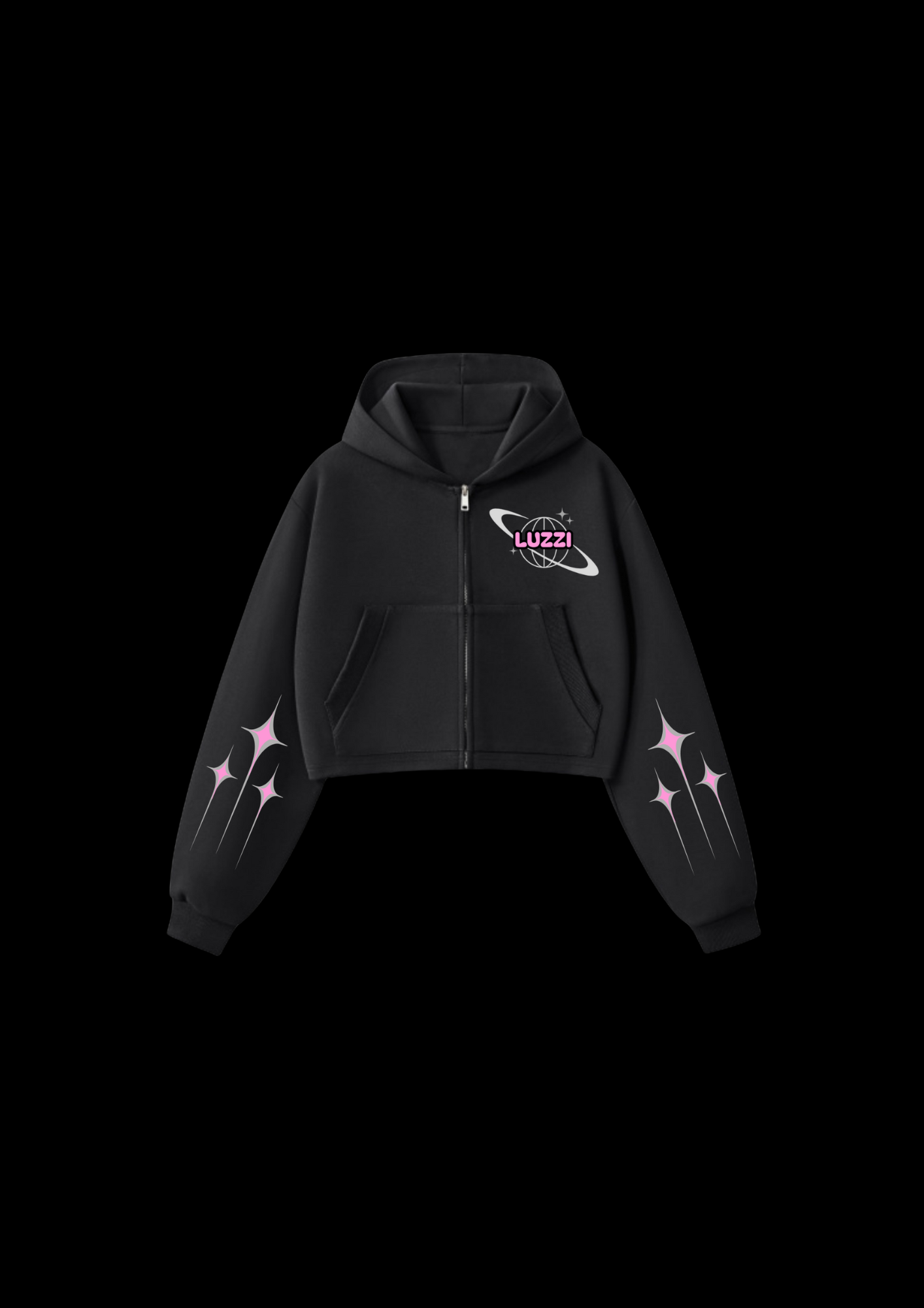 Pink Starfall Cropped Zip Jacket